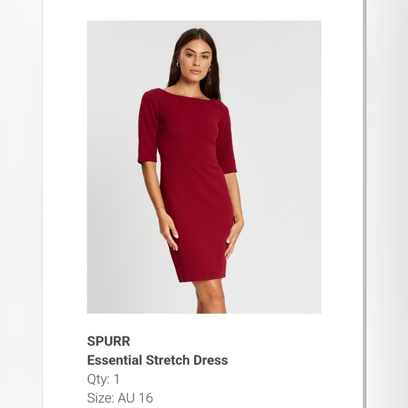 Spurr Essential Stretch Dress - Size 16 Burgundy - Picture 5 of 5